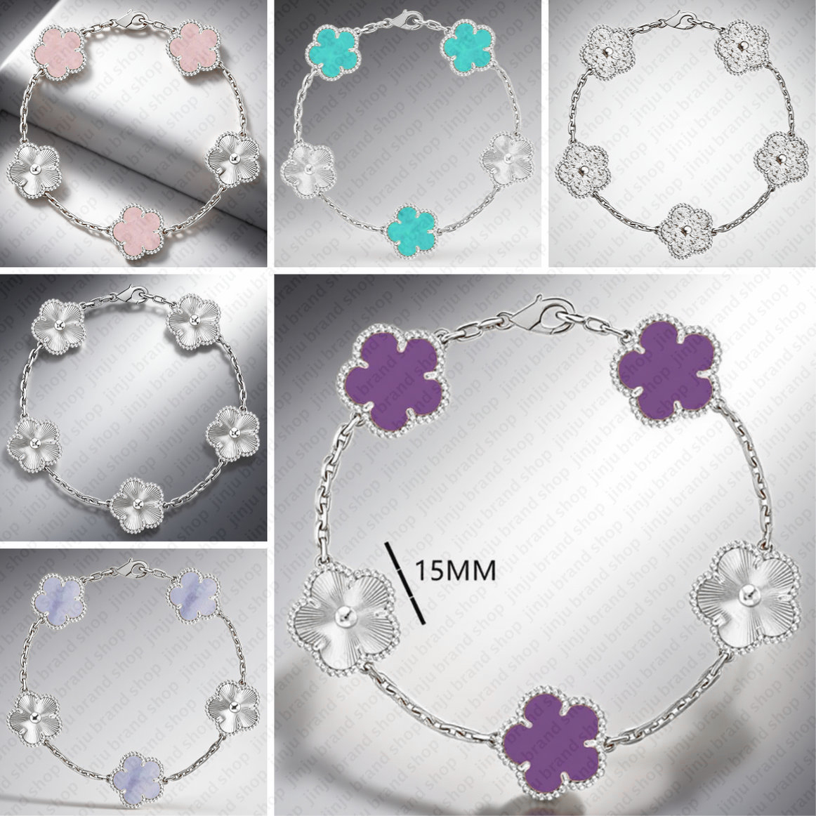 designer bracelet 925 sterling silver jewelry designer bracelet women Bohemian luxury bracelets 15mm flower bracelet high end four leaf clover bracelet silver