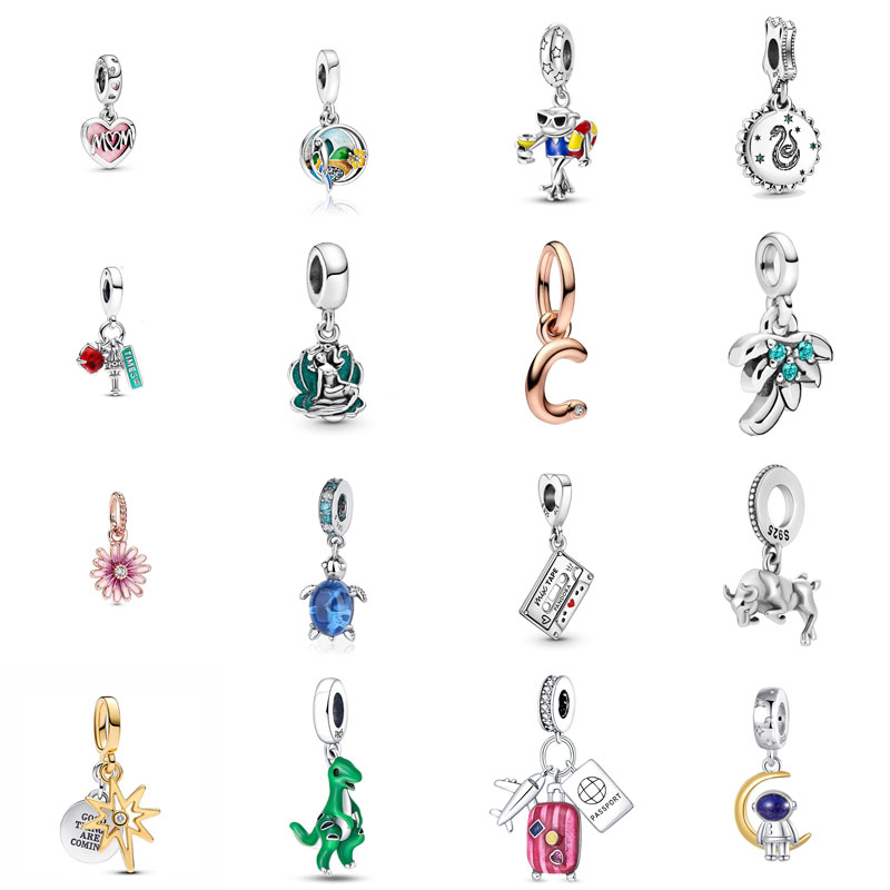 Designer Silver S925 Jewelry Mother's Day Flower Animal Plane Coconut Tree Charm Bracelet DIY Hanging Bead Free Shipping