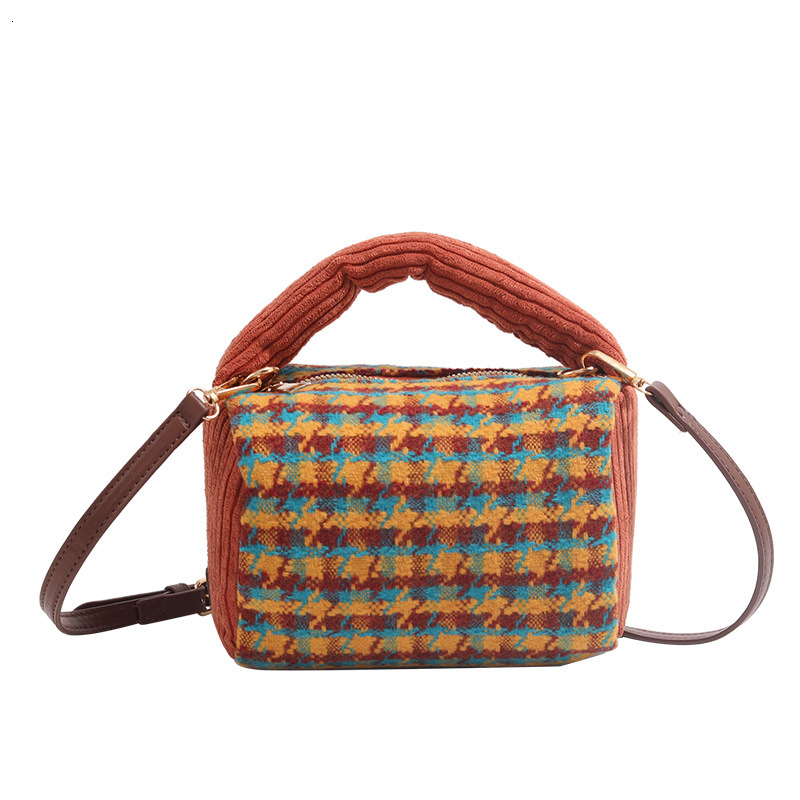 Korean Style Autumn Winter 2025 New Cute Niche Houndstooth Handbag Plaid Crossbody Bag ddmymoon