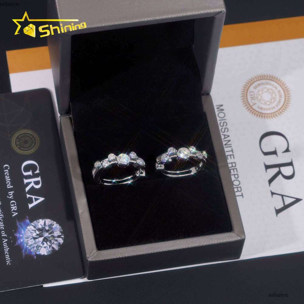 High Quality Hip Hop Jewelry Sterling Sier Gold Plated Iced Out Moissanite Hoop Fashion Stud Earrings With GRA