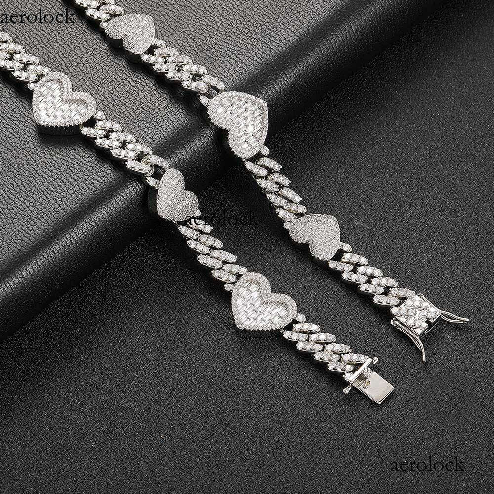 Hip Hop 9mm Heart Cuban Chain Moissanite chain Men's Jewelry High-end Exquisite Women's Necklace