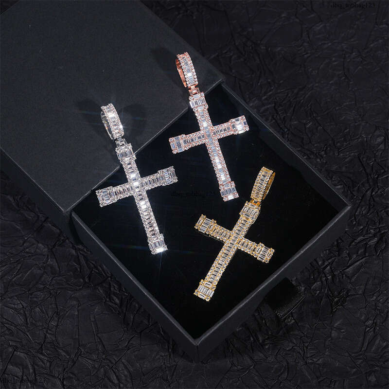 Personalized Micro Pave Moissanite chain Cross Hip Hop Jewelry Unisex Versatile Necklace Accessory