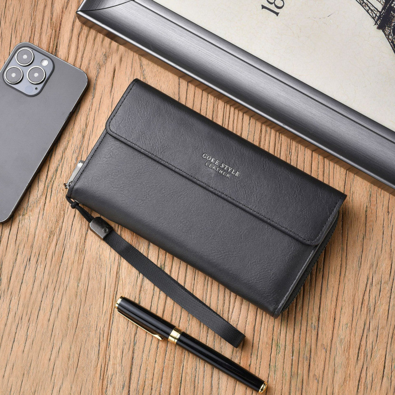 Men's Wallet Men's Bag PU Money Clip Clutch New Casual Phone Long Multi-card Luxury Bag Slot Manufacturer Wholesale Large Capacity