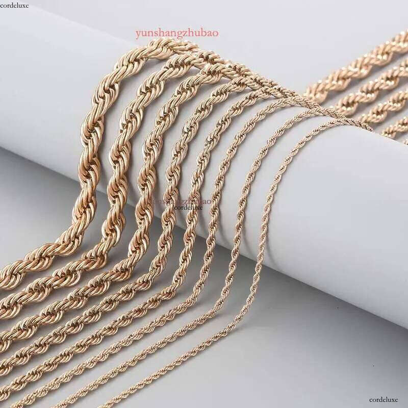 designer jewelry women High Quality Gold Plated rope chain Stainless Steel Necklace gift rose gold necklace 2-5mm chains for men