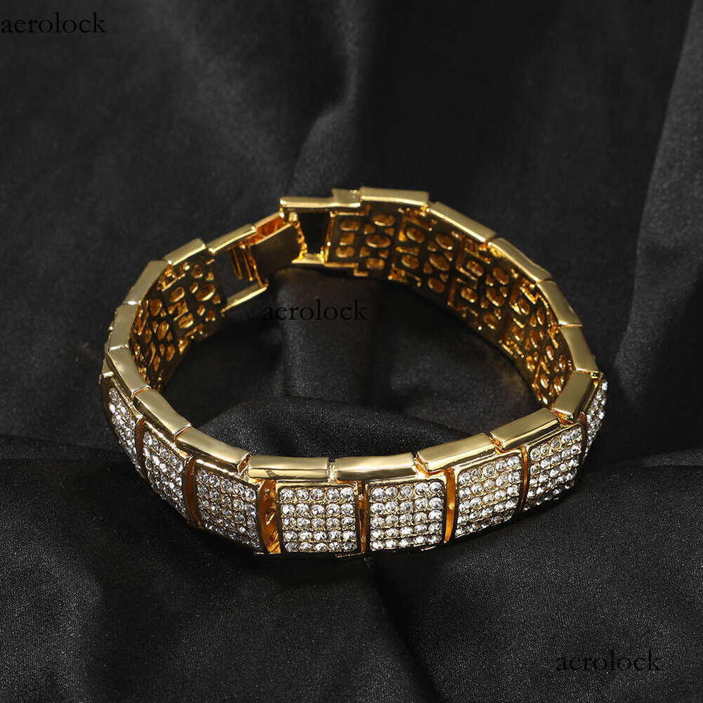 Hip-Hop Cool Dia-Studded Bracelet Personality Trendy Men's Exaggerated Dominant Alloy Full Dia Hand Jewelry