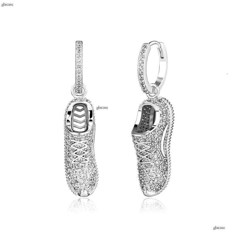 Creative Trendy Sneaker National Trend Inlaid Sterling Silver Personality Shoes Gold Australian Earrings