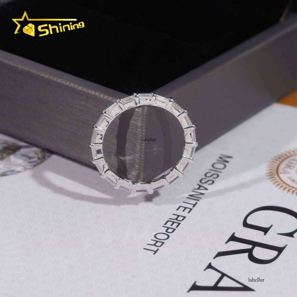 Pure Silver D VVS Baguette Moissanite Wedding High-Quality Women's Fashion Jewelry Ring