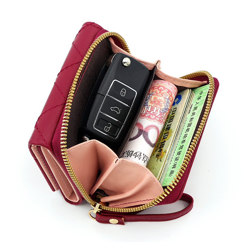 New Korean Style Fashion Heart-shaped Embroidered Women's Short Zipper Wallet Clutch Solid Luxury Bag Color Simple Coin Purse Card Holder