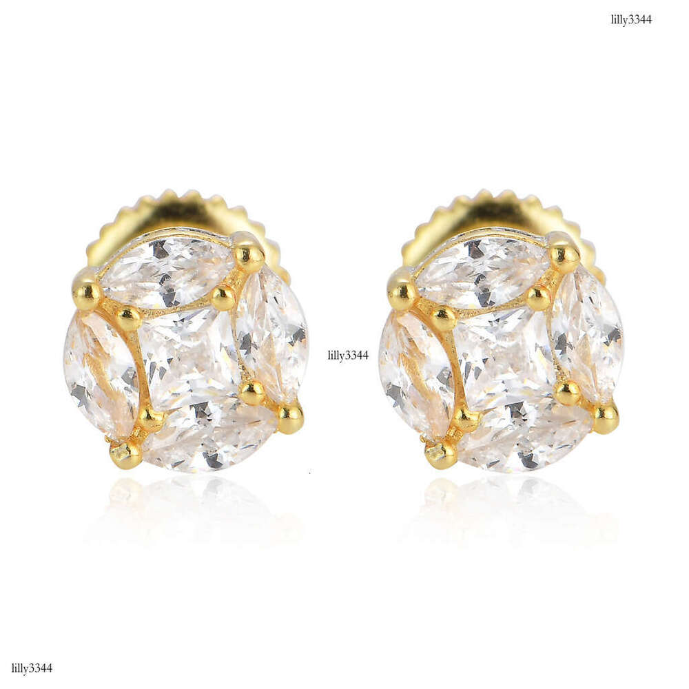 New Iced Out VVS Round Micro-Paved Zircon Hip-Hop Men's Stud Earrings