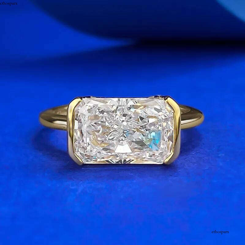 2025 Sparkling Rulalei Brand Wedding Rings Handmade Jewelry Pure 100% Sterling Sier Ice Cut White Moissanite Dia Party Elegant Women Bride Ring Gift
