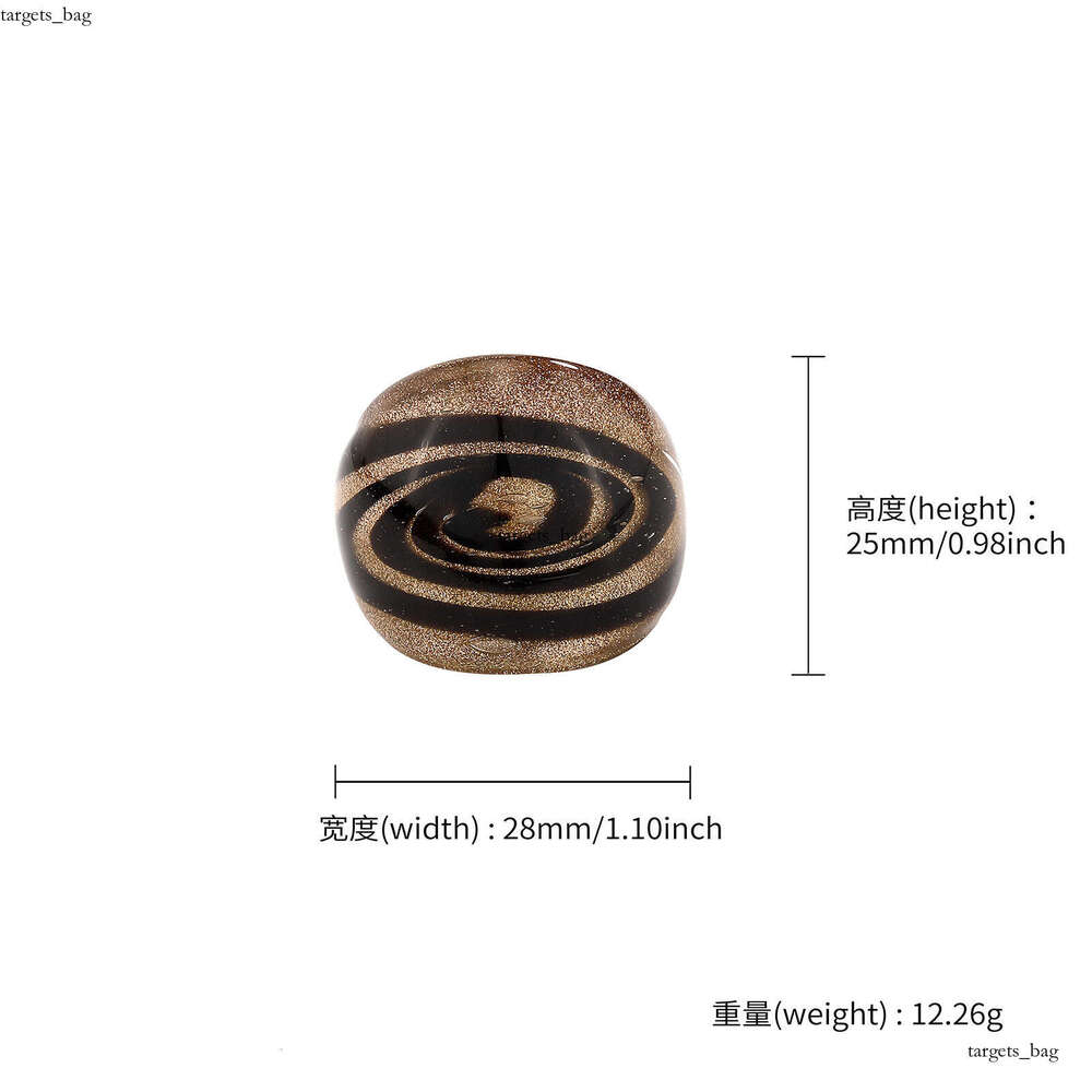 Korean Style Gradient Gold Sprinkled Glass Swirl Pattern Hollow Circle DIY Personalized Keychain Ring