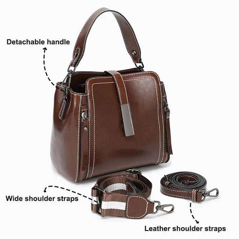 Genuine Leather Women's Vintage Designer Women Shoulder Bag New Cowhide Crossbody Bags Multifunctional Handbags