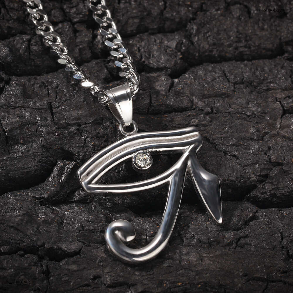 New Sterling Silver Gold Eye Pendant Hip Hop Necklace Fashion Versatile Men's Jewelry