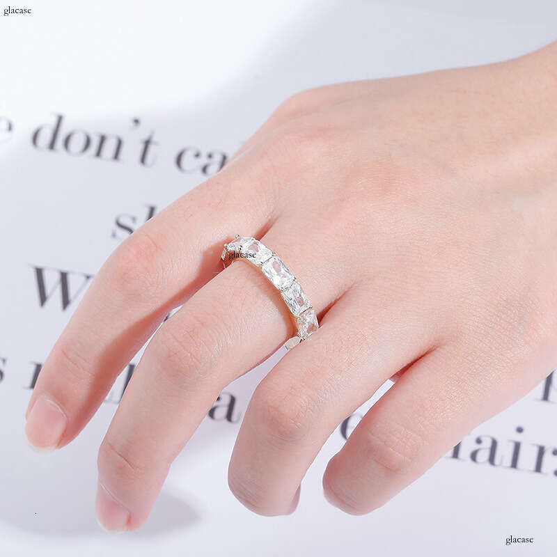 New Square Zircon Real Gold Plated Hip Hop Simple Ring Jewelry BlingBling