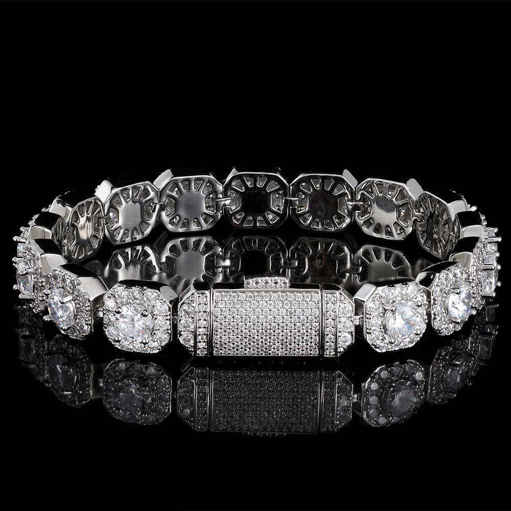 Men's Hip-Hop Zircon Rock Candy Trendy Brand Personality Gold Bracelet Accessory