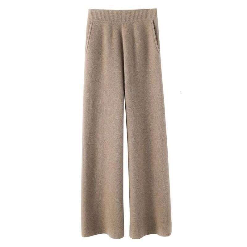 Women's Clothing Autumn And Winter Wool Knitted Loose Slim Casual Straight Wide Leg Women's Mopping Pants Small Size With Pockets