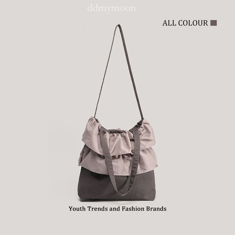 New French-style Ruffled Handbag Shoulder Tote Bag Versatile Large Capacity ddmymoon ddmymoon