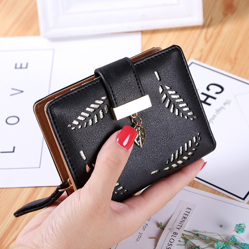 Luxury Bag New Korean Style Short Wallet For Women With Zipper And Buckle, Hollow Leaf Small Wallet, Money Clip, Card Holder, Wholesale From Manufactu