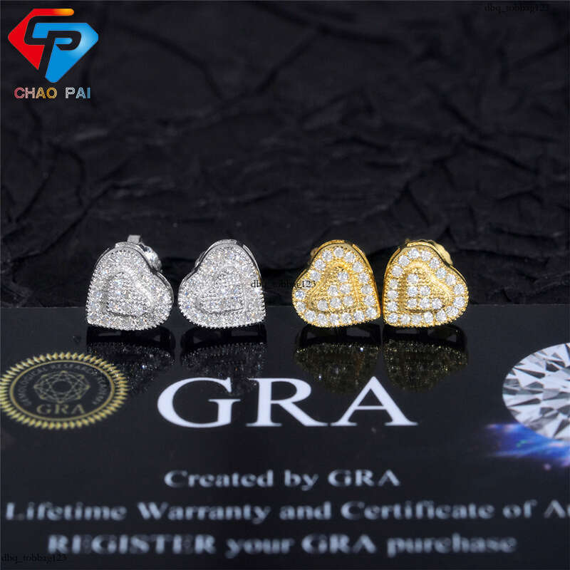 ICED OUT New Personalized Heart-shaped EarringIced Out VVS Moissanite D Color VVS Hip-hop Ear Jewelry
