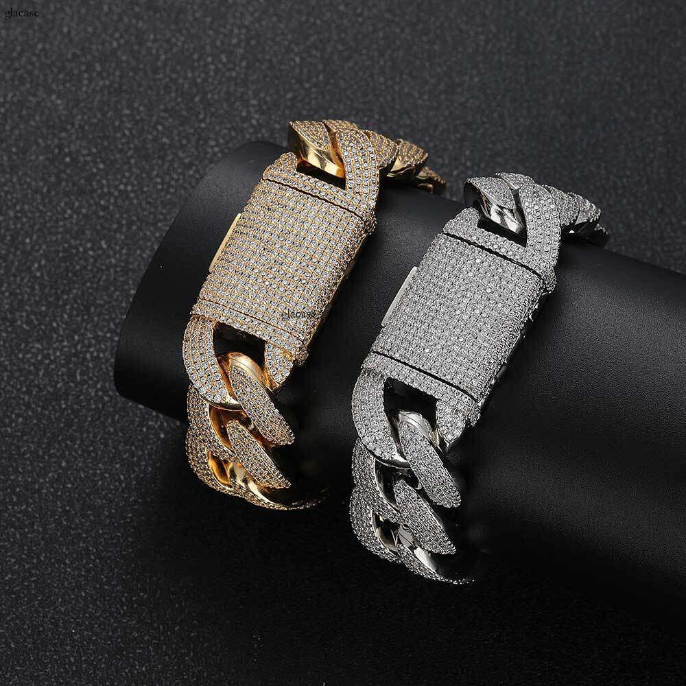 New 20mm Four-Row Dia Bubble Cuban Chain Zircon Personality Men's Hip-Hop Bracelet