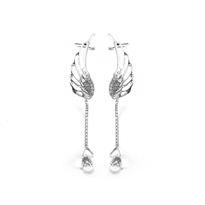 Ins Style Angel Wings No Piercing Personality Temperament Long Water Drop Bone Clip Ear Jewelry