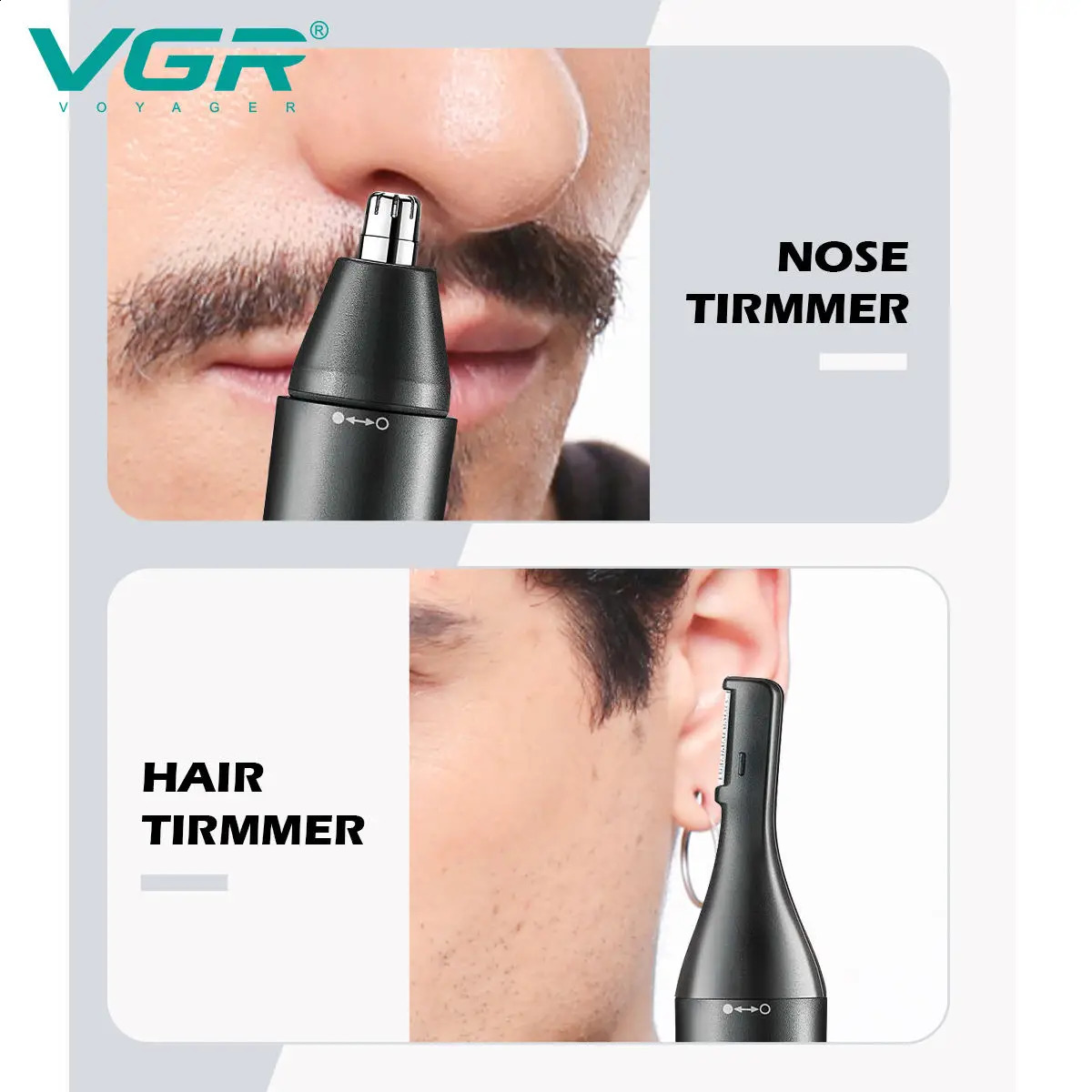VGR V-613 2 in 1 IPX 5 Waterproof Hair Removal Appliances Rechargeable Electric Ear Eyebrow Nose Hair Trimmer 250805