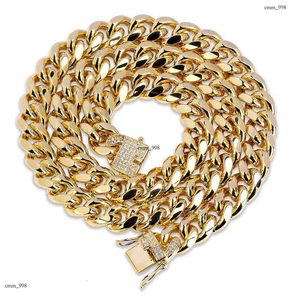 Hip Hop Necklace 12MM Smooth Cuban Chain Bracelet Trendy Men's Personality Jewelry INS Style
