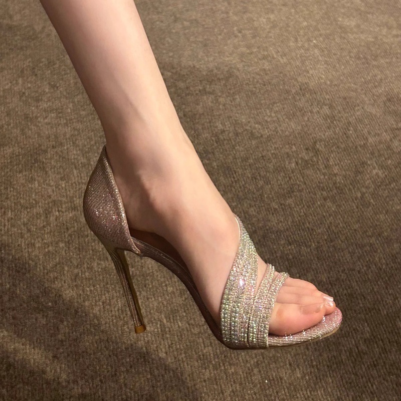 Unique and stunning women's high heels summer new fairy style slim high-heeled sandals with design sense designer sandals