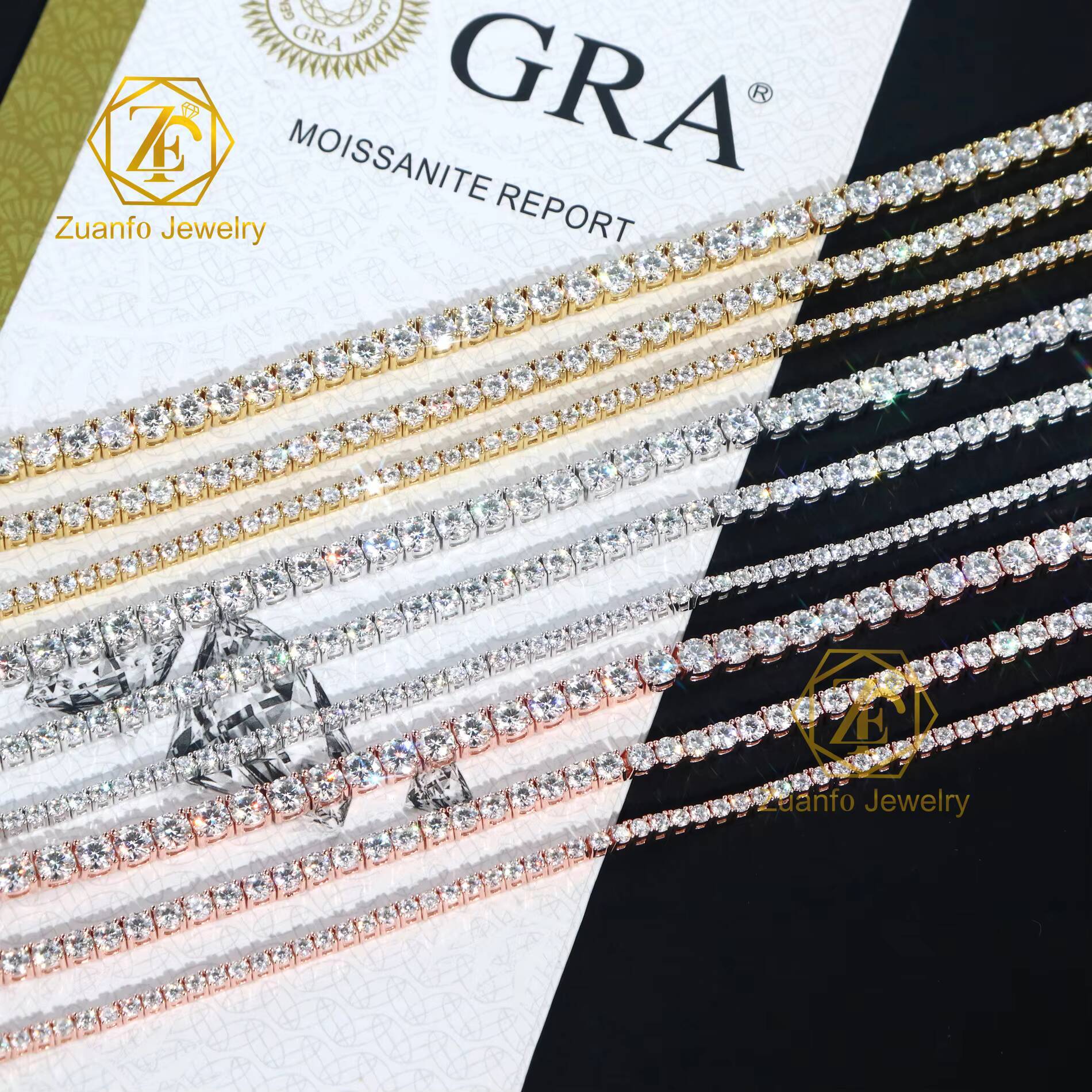 Cheapest Price Hip Hop 925 Silver Gra VVS Moissanite Diamond Tennis Chain 3MM 4MM 5MM Necklace Bracelet Men Women Hiphop Jewelry