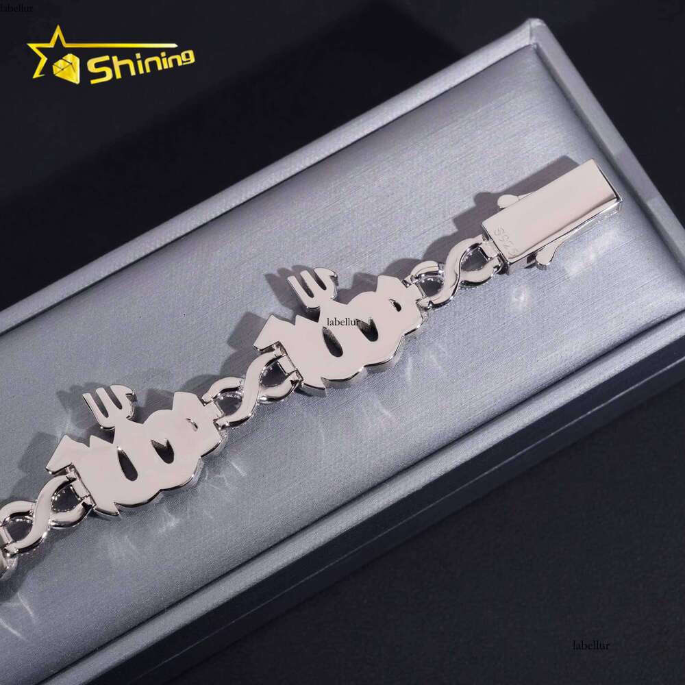 Fashion Fine Sterling Sier Vvs Moissanite Lab Dia Hip Hop Iced Out Jewelry Cuban Link Chain Bracelet Men