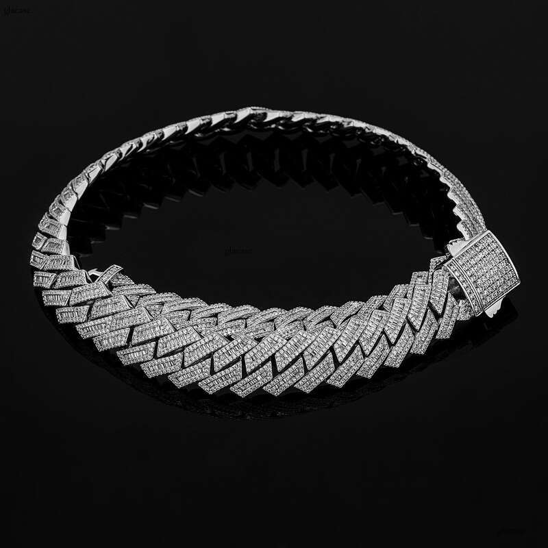 New 18MM Dia-Shaped Hip-Hop Spring Clasp Cuban Chain Necklace Bracelet Unisex Trendy Accessories