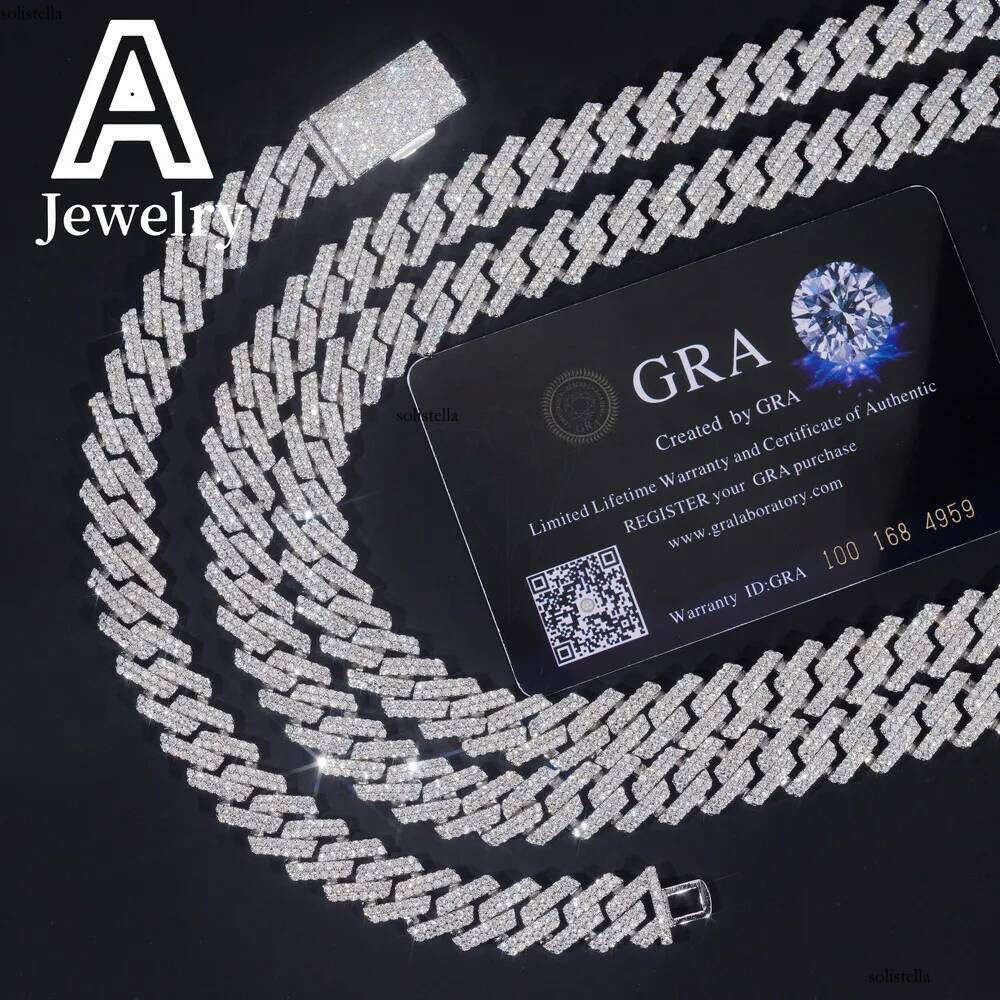 ced out Miami hip hop jewelry s moissanite dia link chain 12mm sharp cuban necklace bracelet