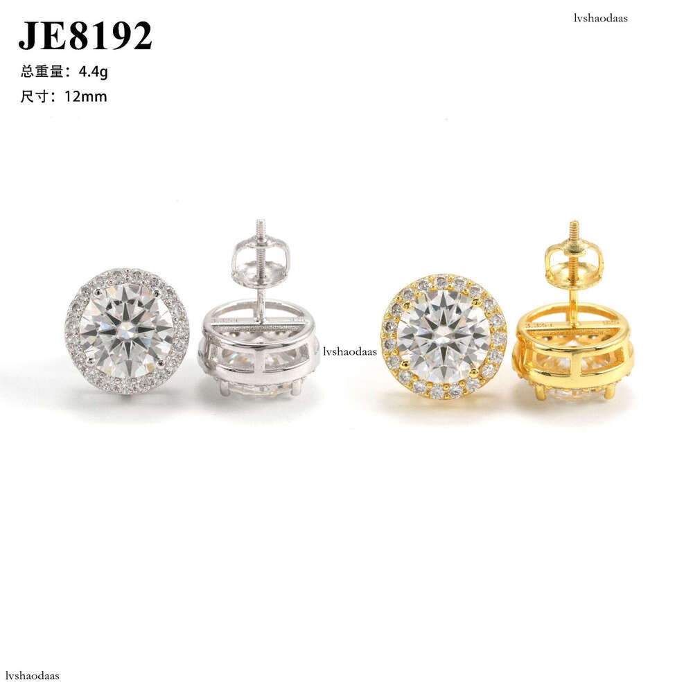 New Round High-Grade Sier Main Stone 9.0 Moissanite Elegant Earrings Various Styles for Men and Women
