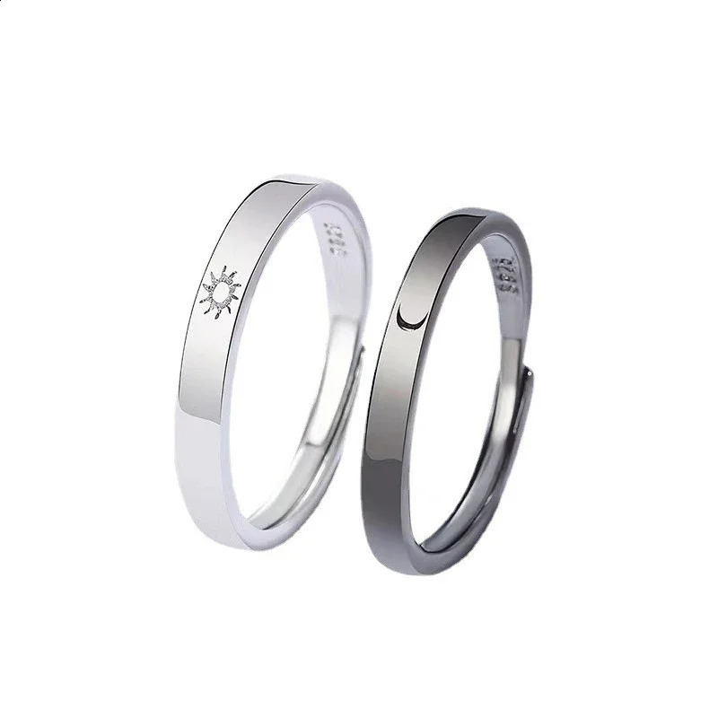 Classic Sun Moon Opening Couple Ring for Women Men Trendy Charm Black Star Ring Jewelry Wedding Anniversary Gifts 250805