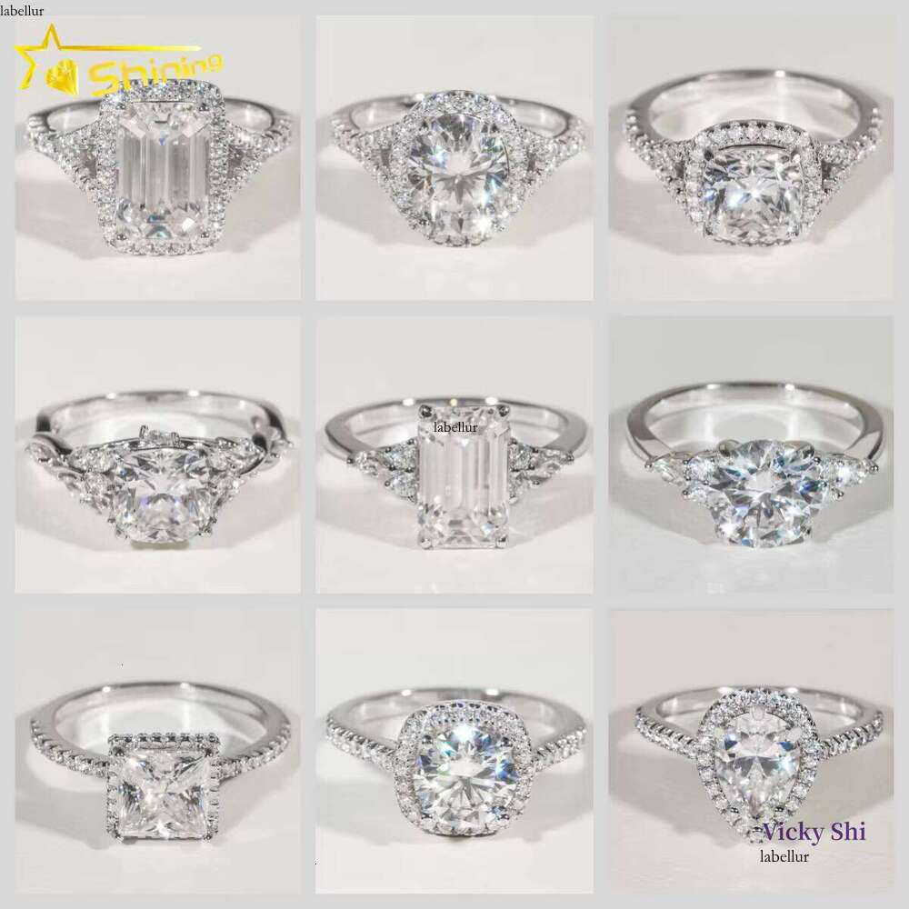 Premium Jewelry Sterling Silver Engagement VVS Fancy Cut GRA Zircon Women's Ring