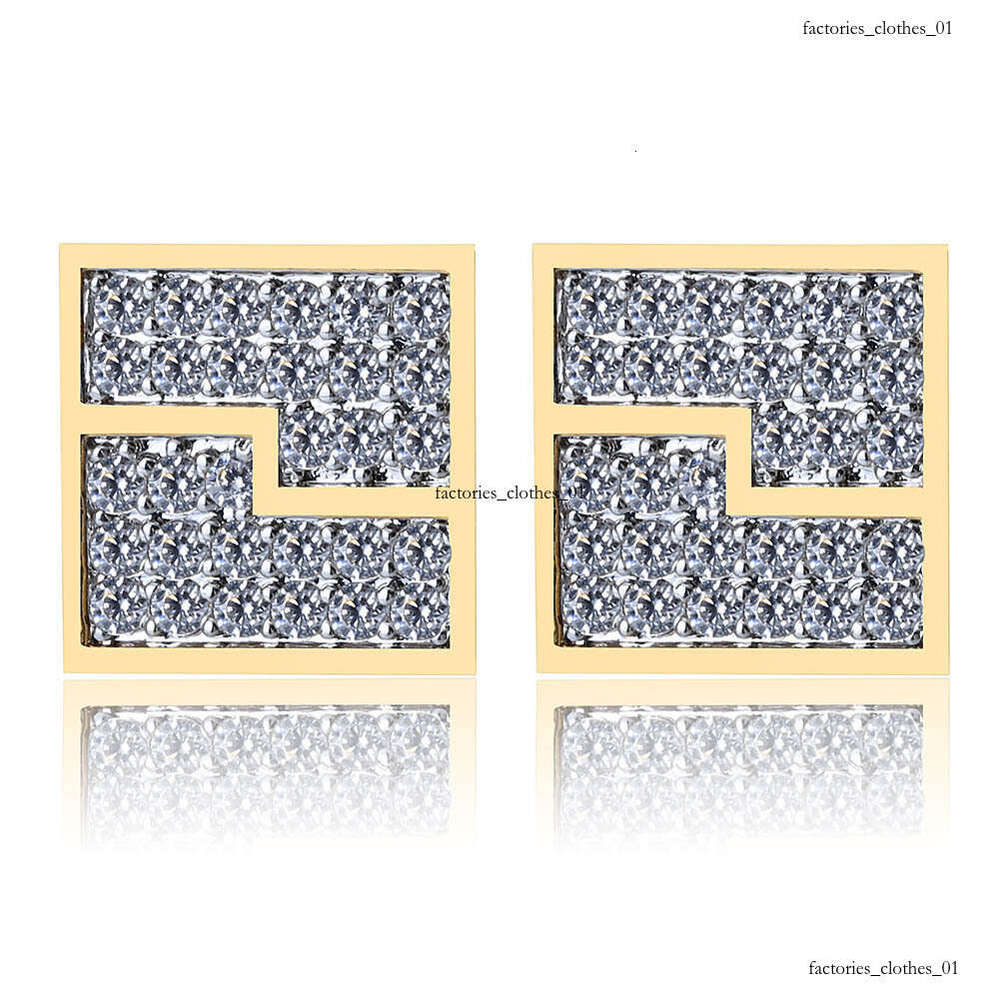 Hip Hop Square Split Zircon Stud for Men and Women Trendy Earrings