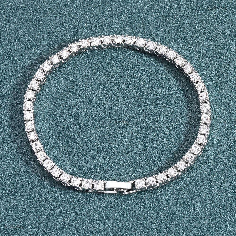 3mm 4mm 5mm 6mm Alloy Rhinestone Row Tennis Chain Personality Hip-Hop Bracelet
