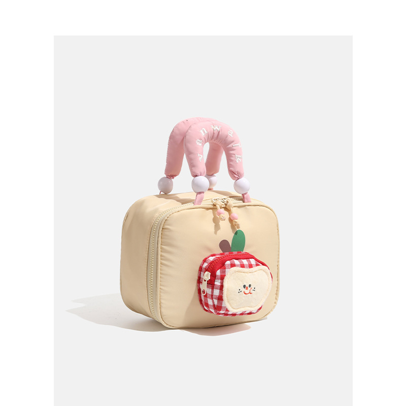 Lightweight Portable Girl's Travel Storage Bag Pastoral Style 3D Cartoon Apple ddmymoon