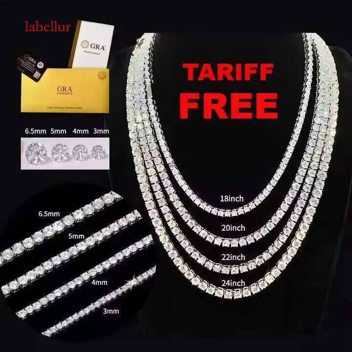 Ice Out Passes Test VVS Jewelry 3mm 4mm 5mm 6mm Pure Sier Silicon Stone Tennis Chain