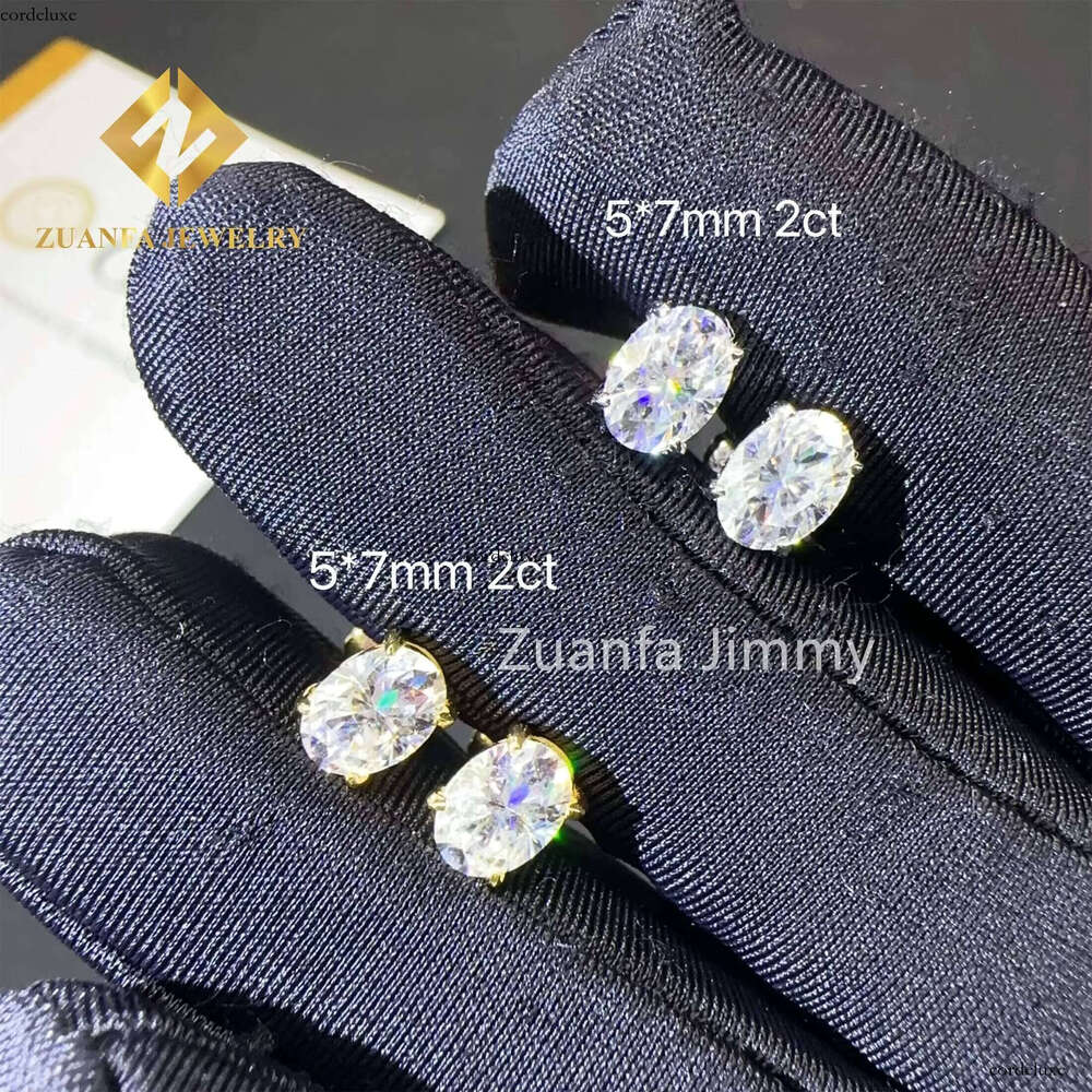 Pass Dia Tester GRA Certificates Screw Back Iced Out Man Oval Crushed Brilliant Cut VVS Moissanite Hip Hop Earring