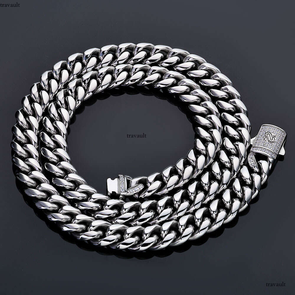 Hip Hop Round Polished Cuban Chain Stainless Men's Necklace Trendy Versatile Titanium Steel Jewelry Accessory