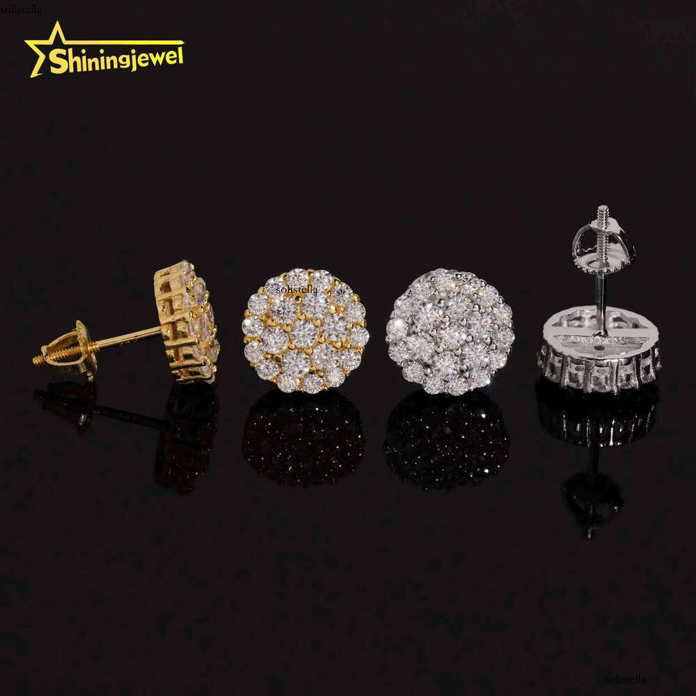 High Grade Fine Jewelry Pass Tester Sterling Sier Fashion Iced Out Custom VVS Dia Moissanite Stud Earrings