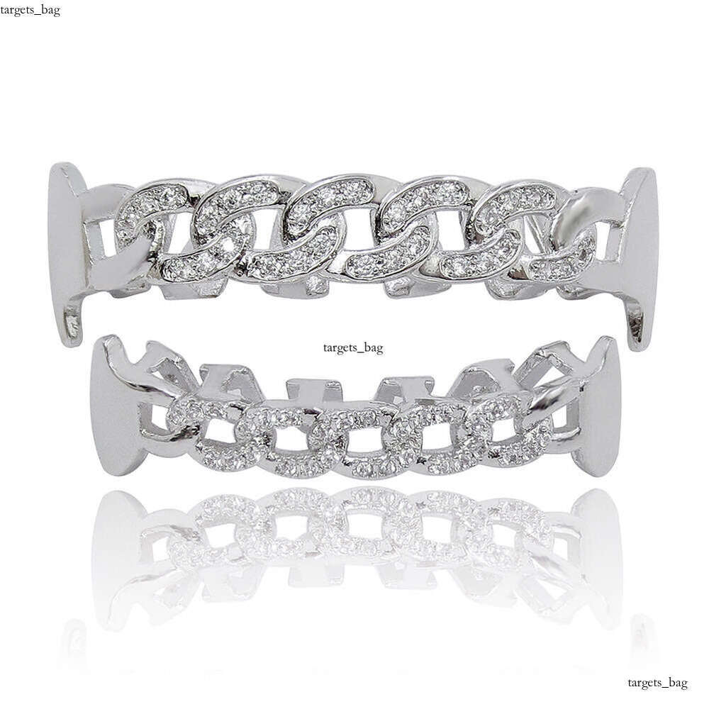 New Teeth Set Hip Hop Hollow Micro Inlaid Gold