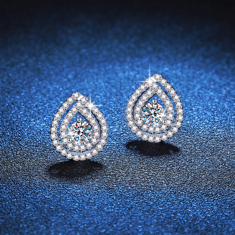 Free Shipping Designer Luxury Jewelry Japanese Style S925 Sterling Silver Earrings Women's Accessories Moissanite Earrings D Color 1 Carat Moissa