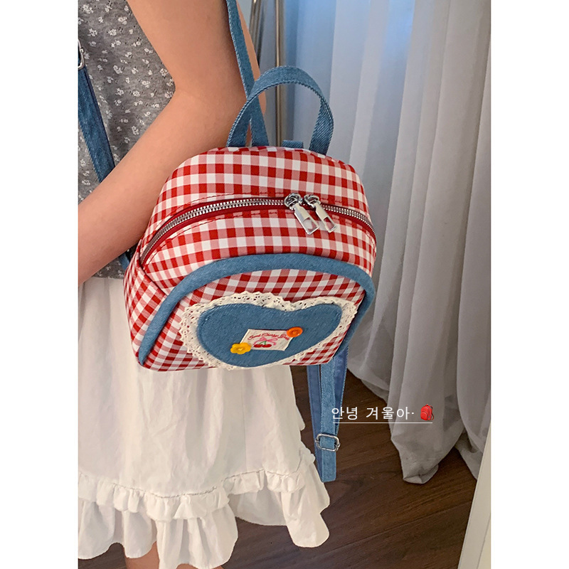 2025 New College Cute Fashion Versatile Ins Plaid Lightweight Girls Large Capacity Backpack for Women ddmymoon