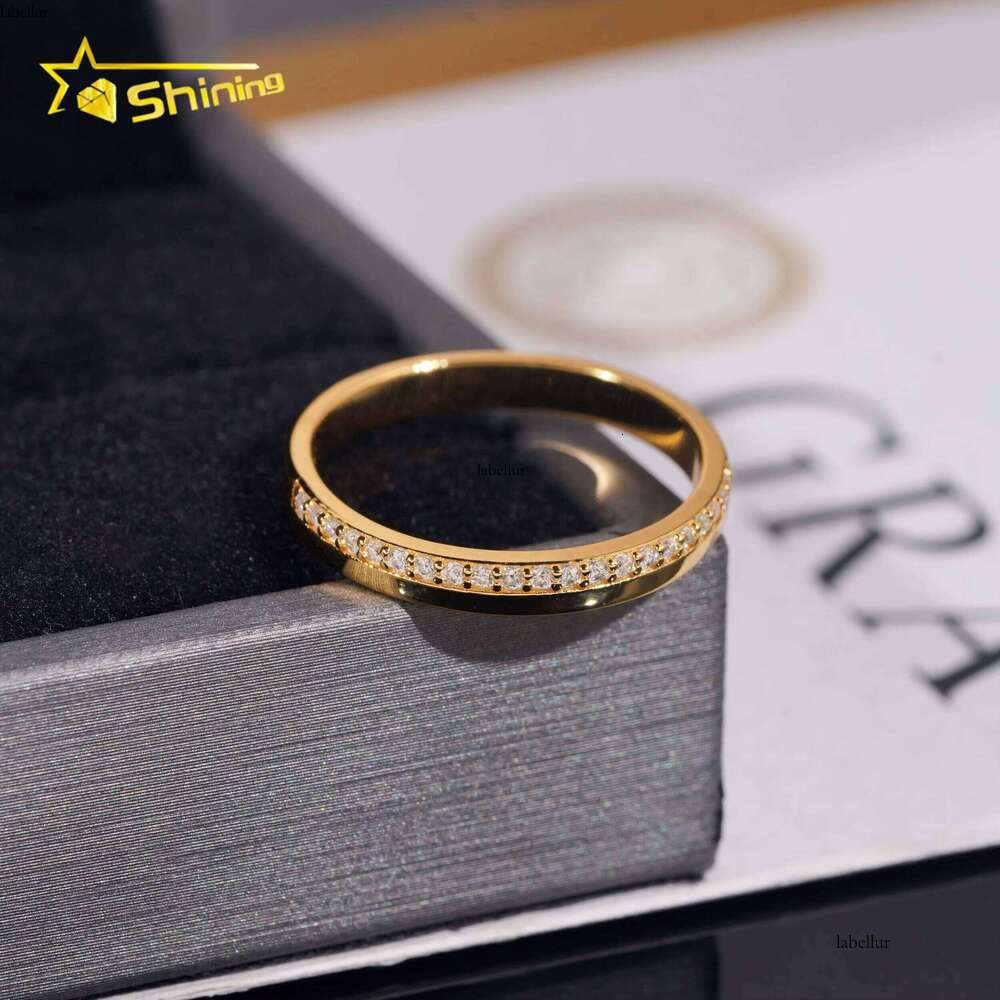 fashion Jewelry Gold Plated Female Sterling Silver Half Eternity Band Moissanite Ring