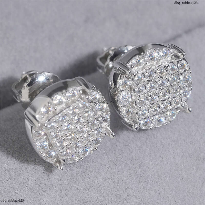 ICED OUT Moissanite for Men and Women Classic Round Sier Real Gold Plated Earrings