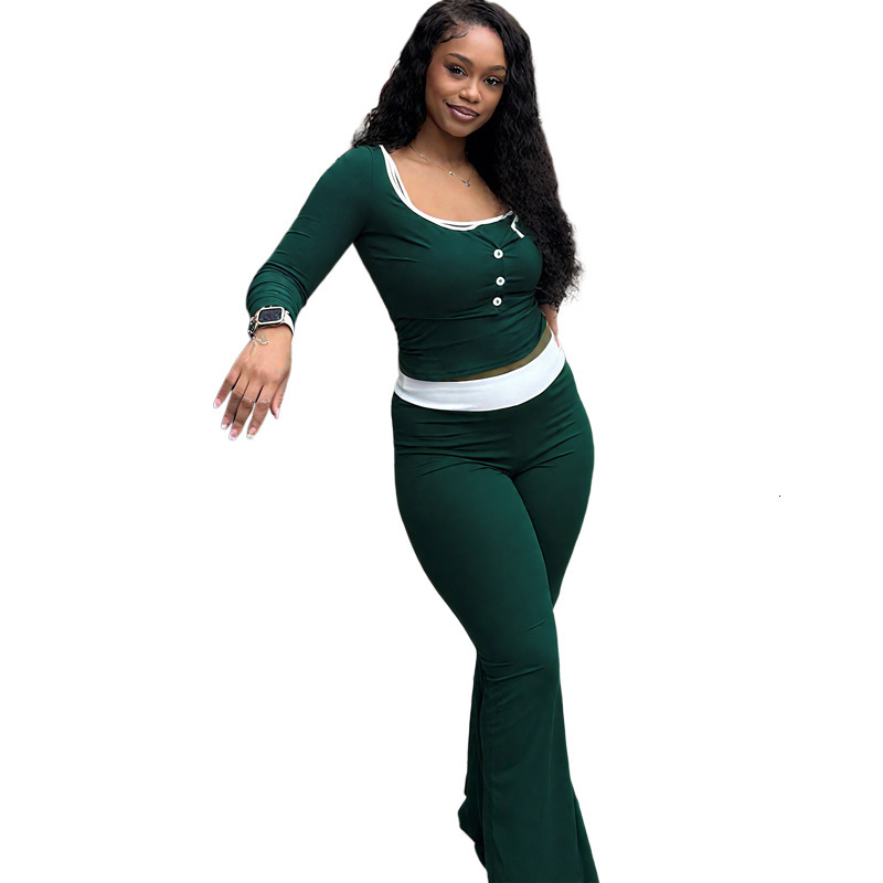 2025 Autumn New Womens Casual Camisole Long Sleeve Jacket Slim Fit Flared Pants Three-Piece Set