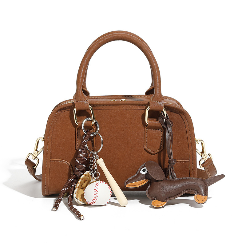 Genuine Leather Boston For Women New Commuter Versatile Bowling Single Shoulder Niche Crossbody Bag