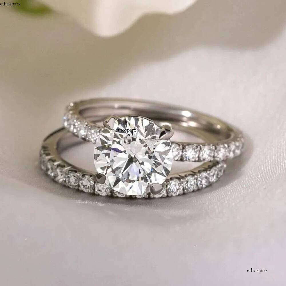 Full Moissanite Bridal Rings Set with Gra Certificate D Color Dia Engagement Ring Sterling Sier Wedding Band for Women